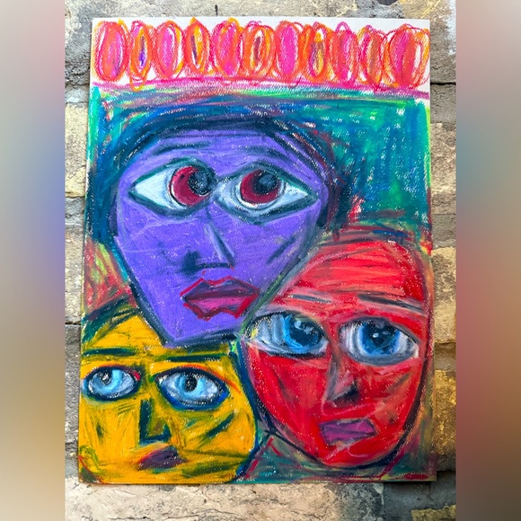 Other - misc faces oil pastels 123